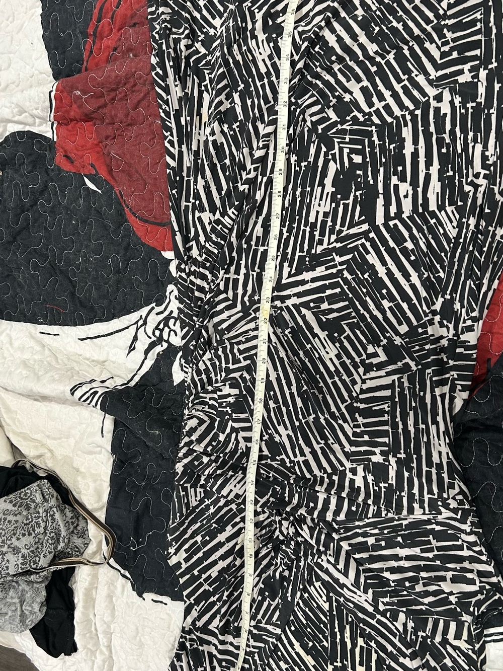 connected apparel Grey and White Abstract Wrap-Effect Midi Dress - Picture 11 of 14